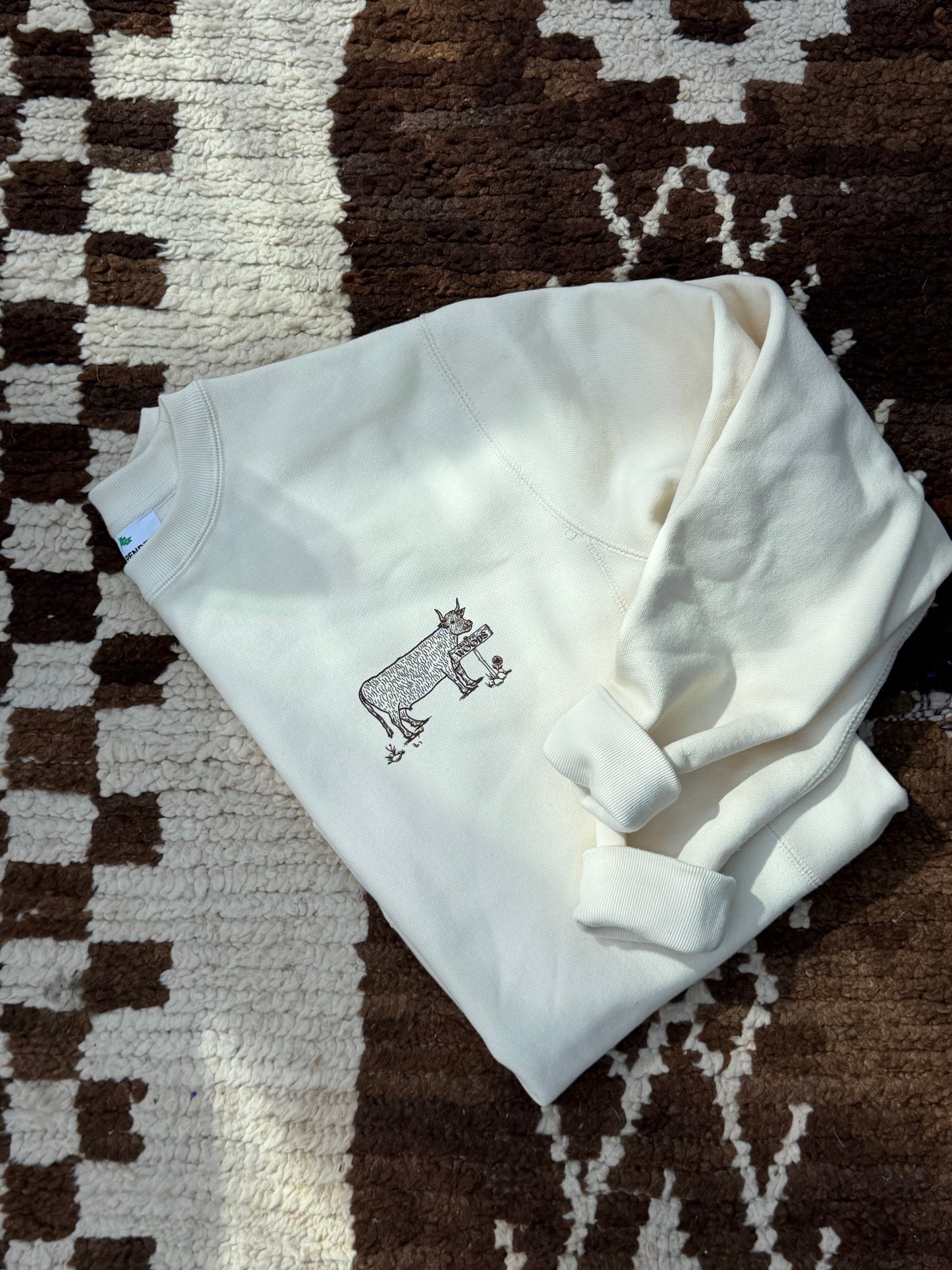 Grateful Woods Crew Neck Cow Sweatshirt